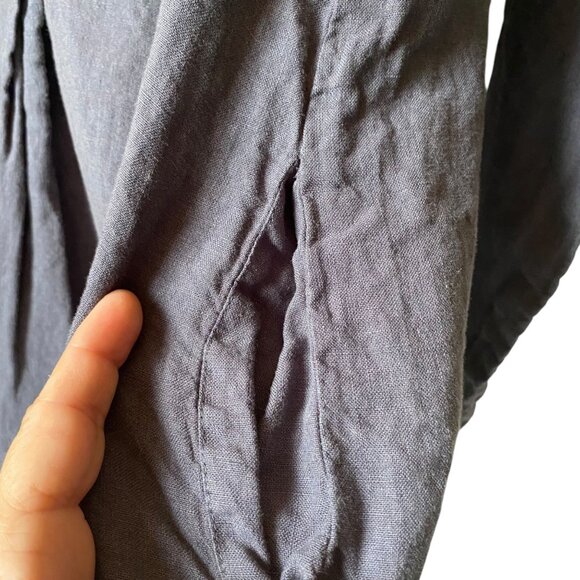 Pure Match Button-Up Charcoal Linen Oversize Tunic Shirt Dress USA Lagenlook L - Picture 5 of 8